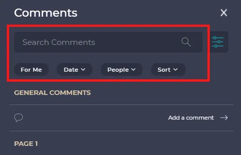 Users can use the search function by typing in keywords and selecting the comment to open the full thread. Users also have the option of further filtering on top of using the search functionality to refine their search.